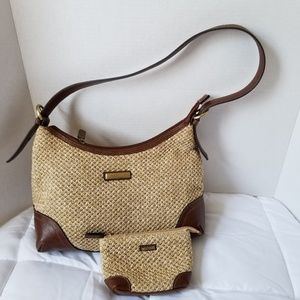 Rosetti Medium Woven Tan Brown Shoulder Bag